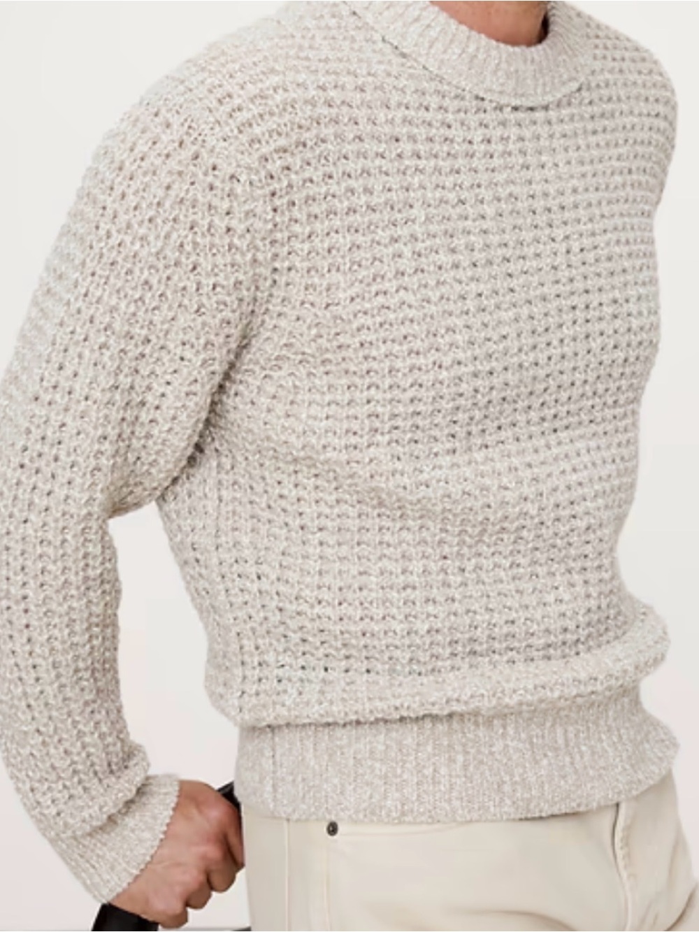 Banana Republic NWT Men's Waffle Knit  Sweater Oatmeal Sz XL